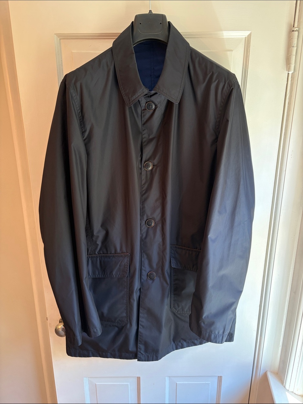 Men's XL Massimo Dutti Reversible Navy/Royal Lightweight Button-Front Coat